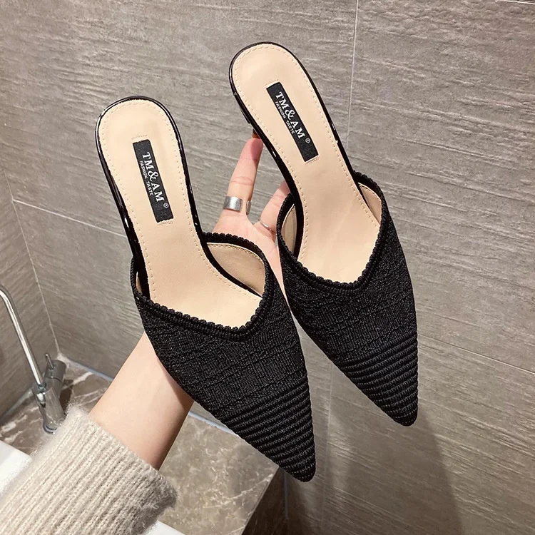 

Slippers for New Black French girl's high heel shoes in spring of 2021