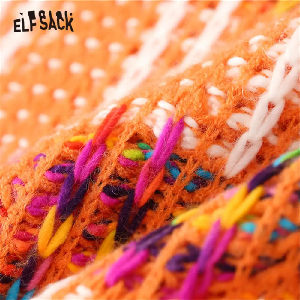 Женский разноцветный вязаный пуловер ELFSACK повседневный свободный офисный с