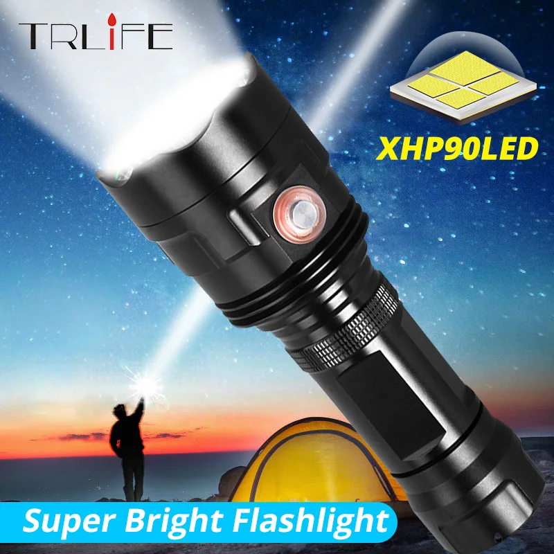 Мощный светодиодный фонарь XHP50 3 * XHP90 перезаряжаемый водонепроницаемый Светодиодный светильник с ультра Brigh