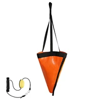 sea brake system orange drift sock sea anchor drogue with tow rope line buoy ball float leash sea brake system safety