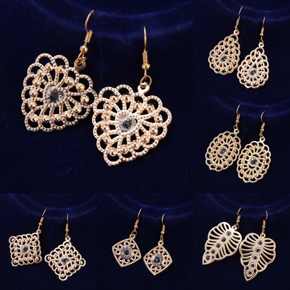 2020 Винтажные серьги с узором в виде листьев большие для женщин стразы