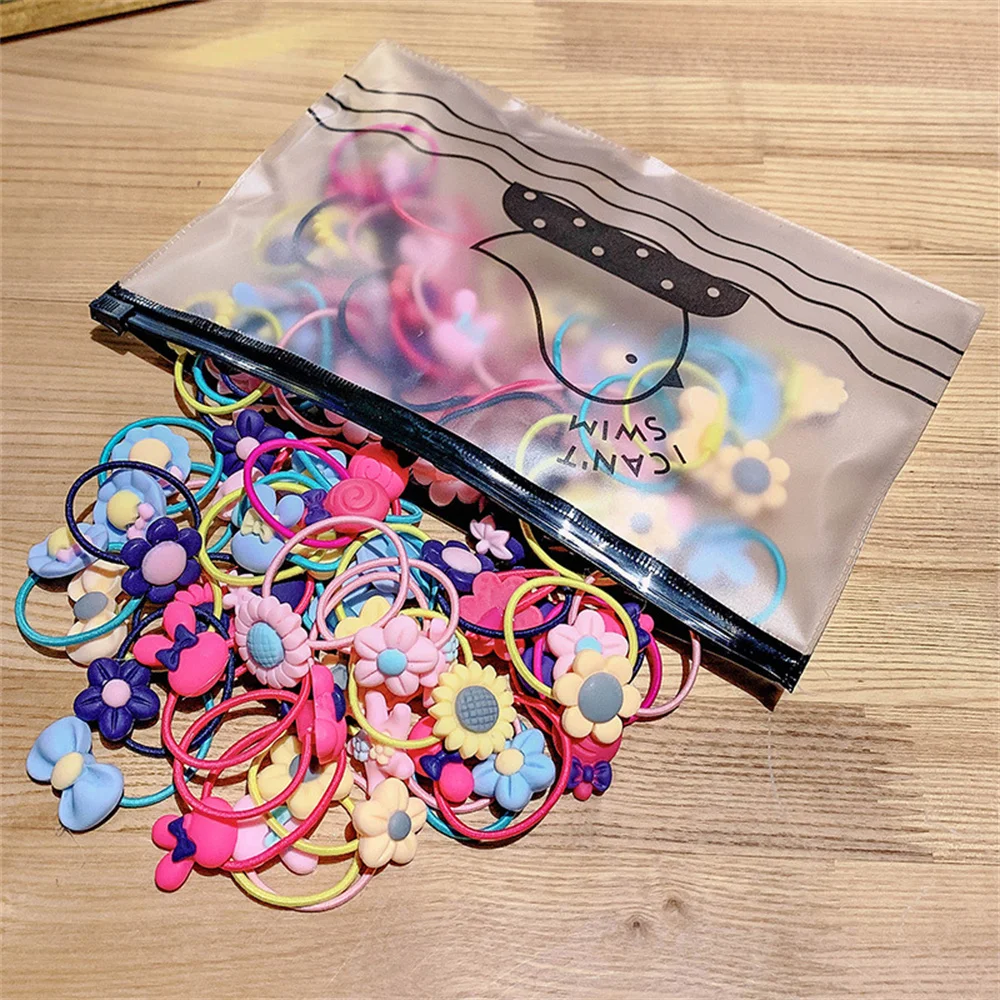 20Pcs Girls Colorful Small Elastic Hair Bands Children Ponytail Holder Not Hurt Scrunchie Headband Kids Accessories - купить по