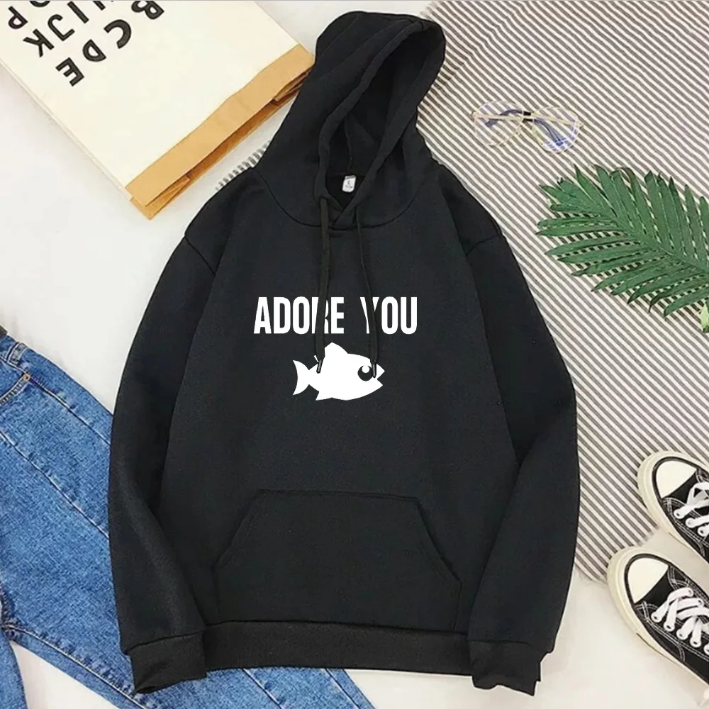 

ADORE YOU Hoodie Men Vintage Hoodies Casual Print Pullovers Korean Tops 2021 Fashion Girls Top New