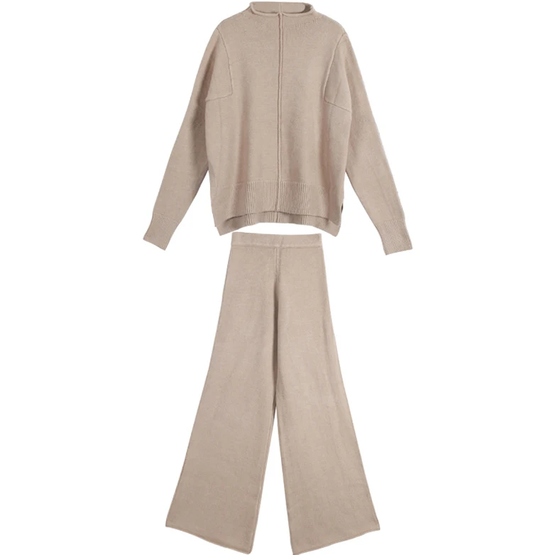 

The drape knitting wide-legged pants suit two-piece women new winter cashmere sweater wide-legged pants western style suits