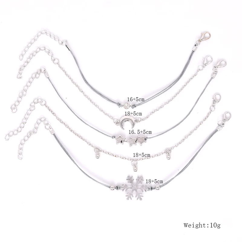 Изысканный Снежинка звезда браслет с Луной комплект в богемном стиле Цвет