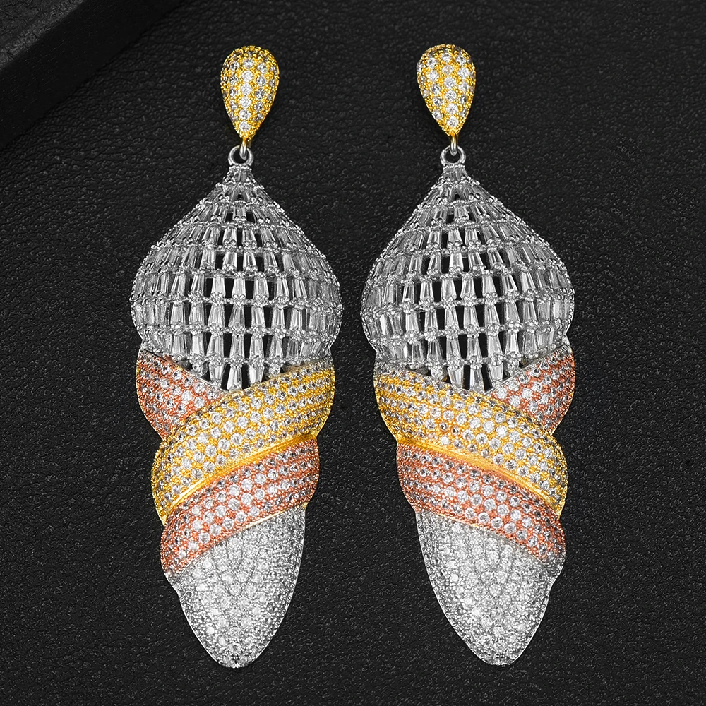 

GODKI Jimbora 2019 Блестящие модные подвески Дубай ювелирные изделия серьги для женщин золотые серьги с кубическим цирконием Свадебные украшения