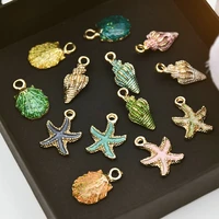 1013pcs cute beads pendants colorful ocean starfish conch sea shell charms anklet bracelet necklace diy jewelry making