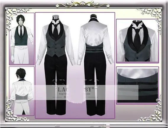 Amine Black Butler Sebastian Michaelis маскарадный костюм Kuroshitsuji унисекс униформа для мужчин и