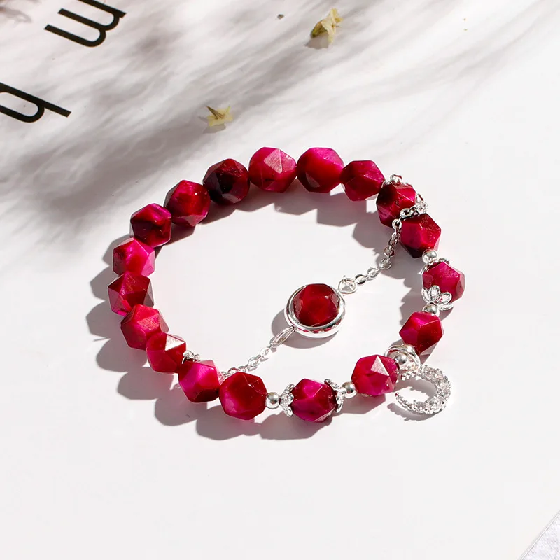 Женский браслет с драгоценными камнями Bague Ringen из серебра 925 пробы розово красным