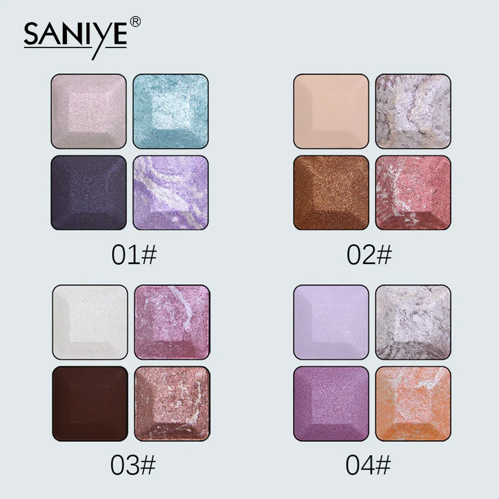 SANIYE, 4 цвета, красивые блестящие тени для век, палитра, мягкие матовые тени для век, стойкий макияж для глаз, палета для глаз, E0424
