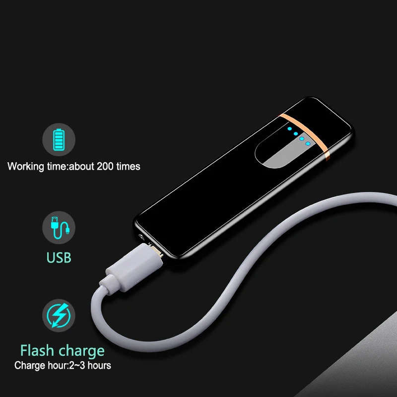 Перезаряжаемая электрическая зажигалка Usb ветрозащитная металлическая подарки