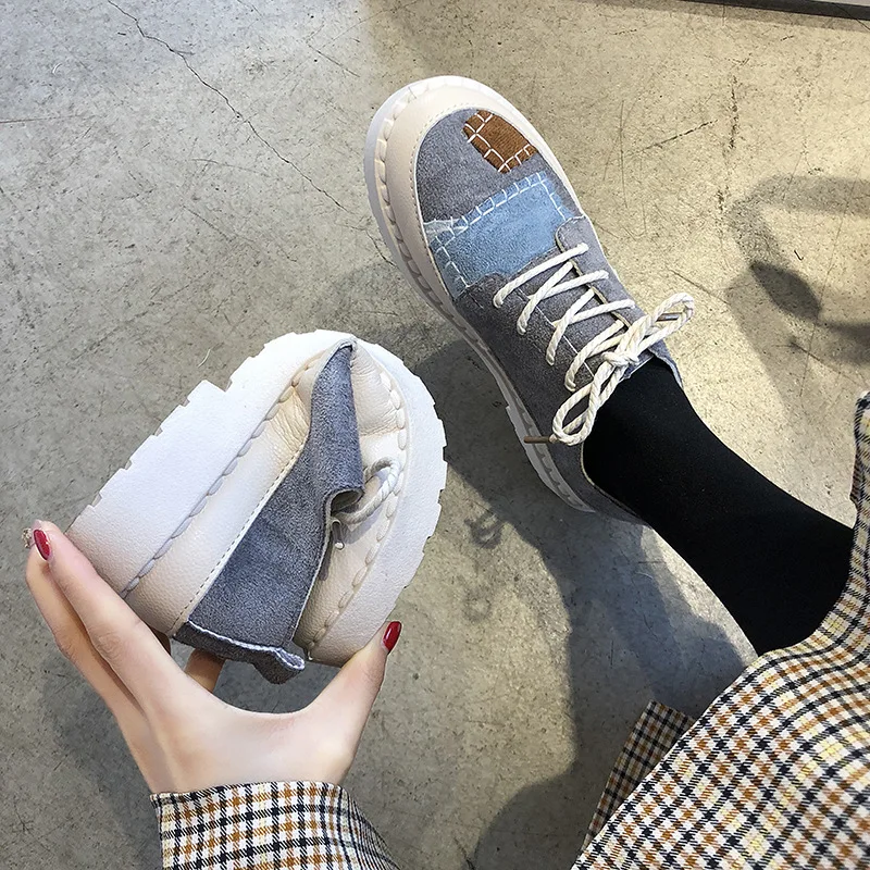2020 новый стиль Женская обувь в Корейском стиле модная на плоской подошве с