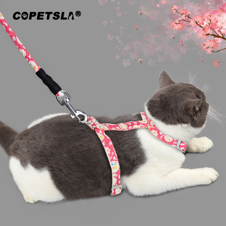 Copetsla Модная хлопковая ткань I образная поводок для кошек комплект котят