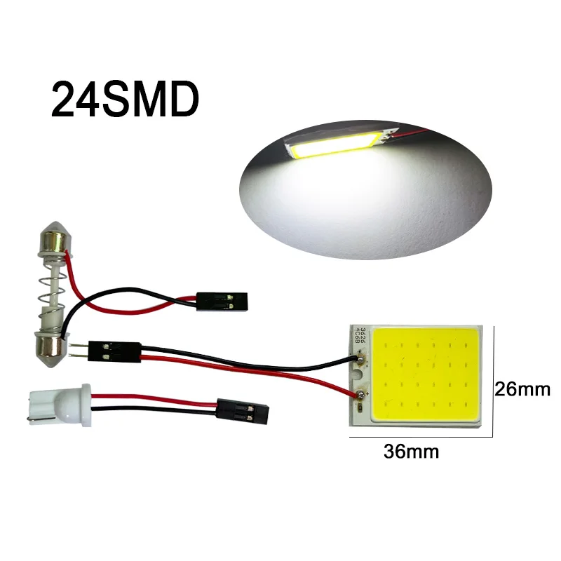 

1 шт., автомобильная светодиодная лампа T10 W5w Cob 24SMD 36SMD 48SMD