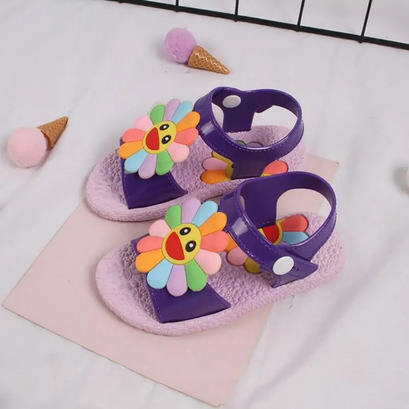 

EXCARGO Sun Flowear Cute Summer Shoes Children Sandals Flat 2020 New Girl Plastic Jelly Shoes Princess Sandals Candy Color