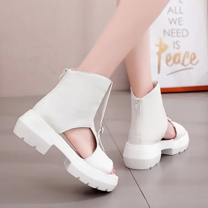 

Women High Platform Sandals 2021 New Summer Hollow Chunky Sneakers Fashion Casual Wedges Punk Sandals For Female High Heels 6cm