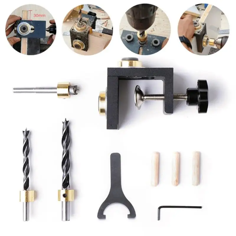 Многофункциональная Деревообработка Doweling Jig Kit регулируемое сверло направляющий