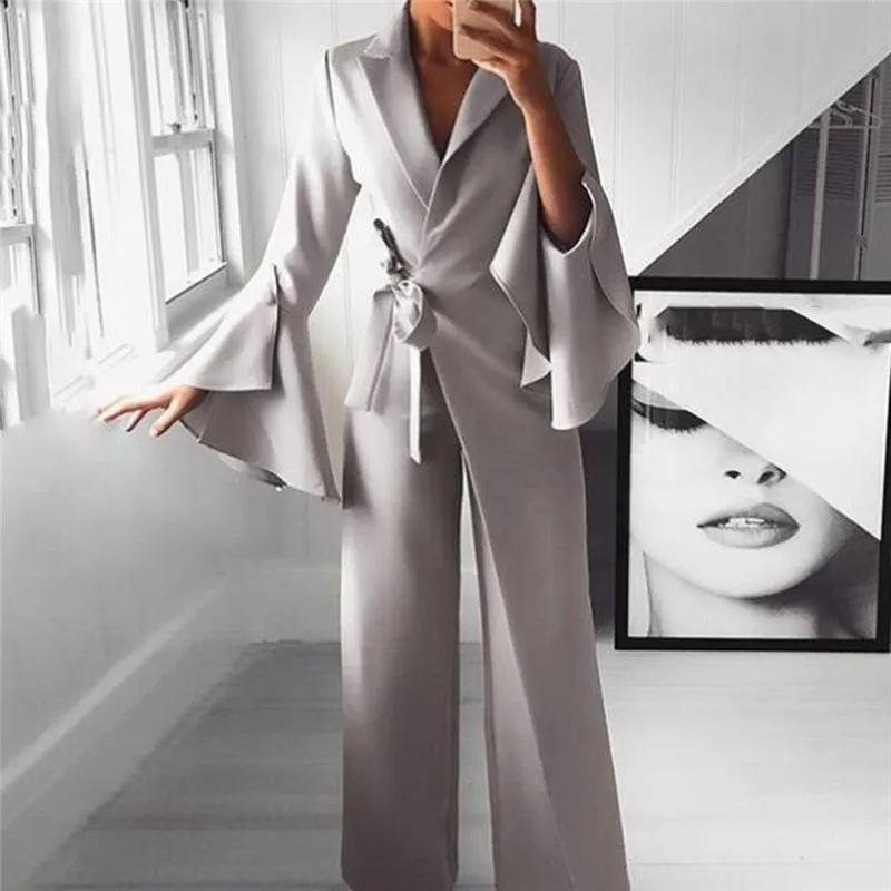 Модный темпераментный комбинезон из двух частей с асимметричным Расклешенным