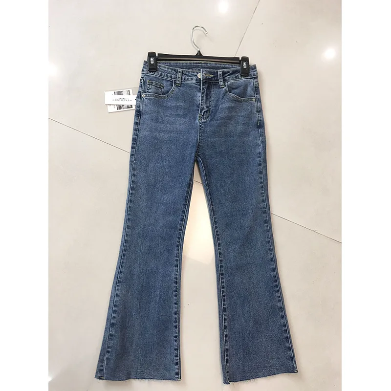 

Women's High Waist Denim Shorts Ripped Hole Streetwear Blue Jean 2021 New Fashion Summer Tenths pants length bell-bottoms
