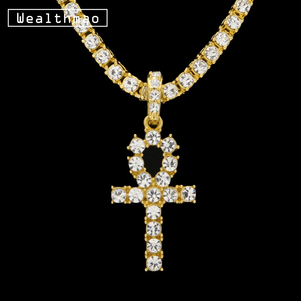 Цепочка с кулоном в виде египетского ключа жизни кристаллами класса ААА |