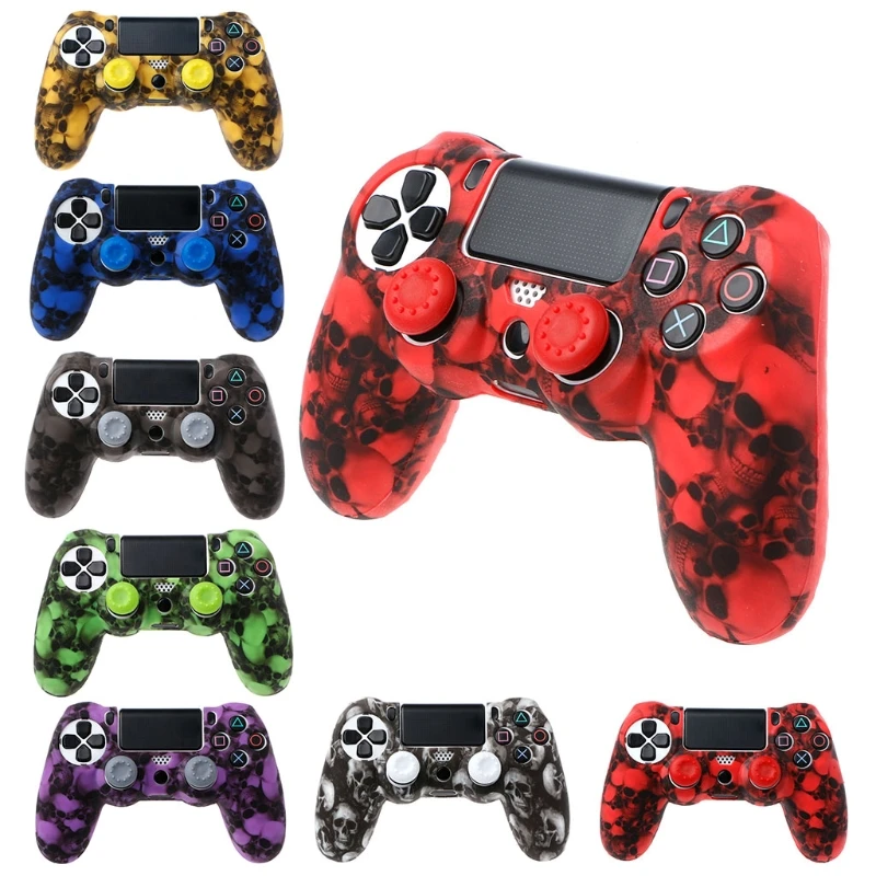Череп силиконовый защитный чехол для джойстика + 2 крышки PS4 Pro тонкий контроллер |