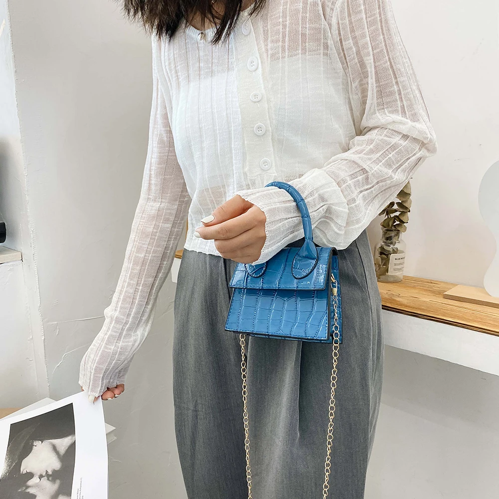 Модные дамские сумочки из искусственной кожи аллигатора на цепочке тоут