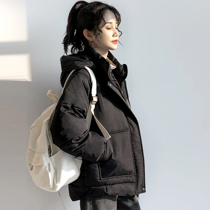 Зима 2020 Новое Черное женское Хлопковое платье плотное короткое хлопковое пальто