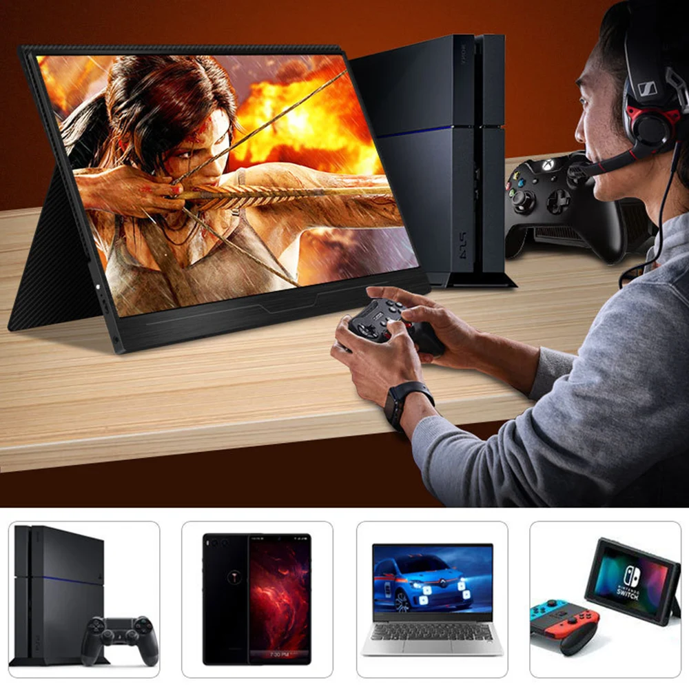 15 6 &quot1080P светильник портативный игровой монитор HDR для PS4 Pro XBOX Switch Ns супертонкий