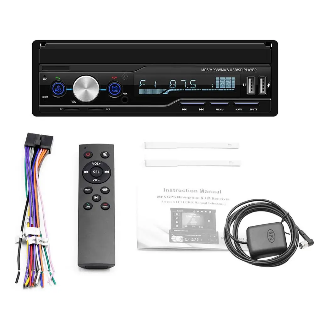 

Navigation telescopic car MP5 card GPS car MP4 player Bluetooth call reversing priority with MP3 radio