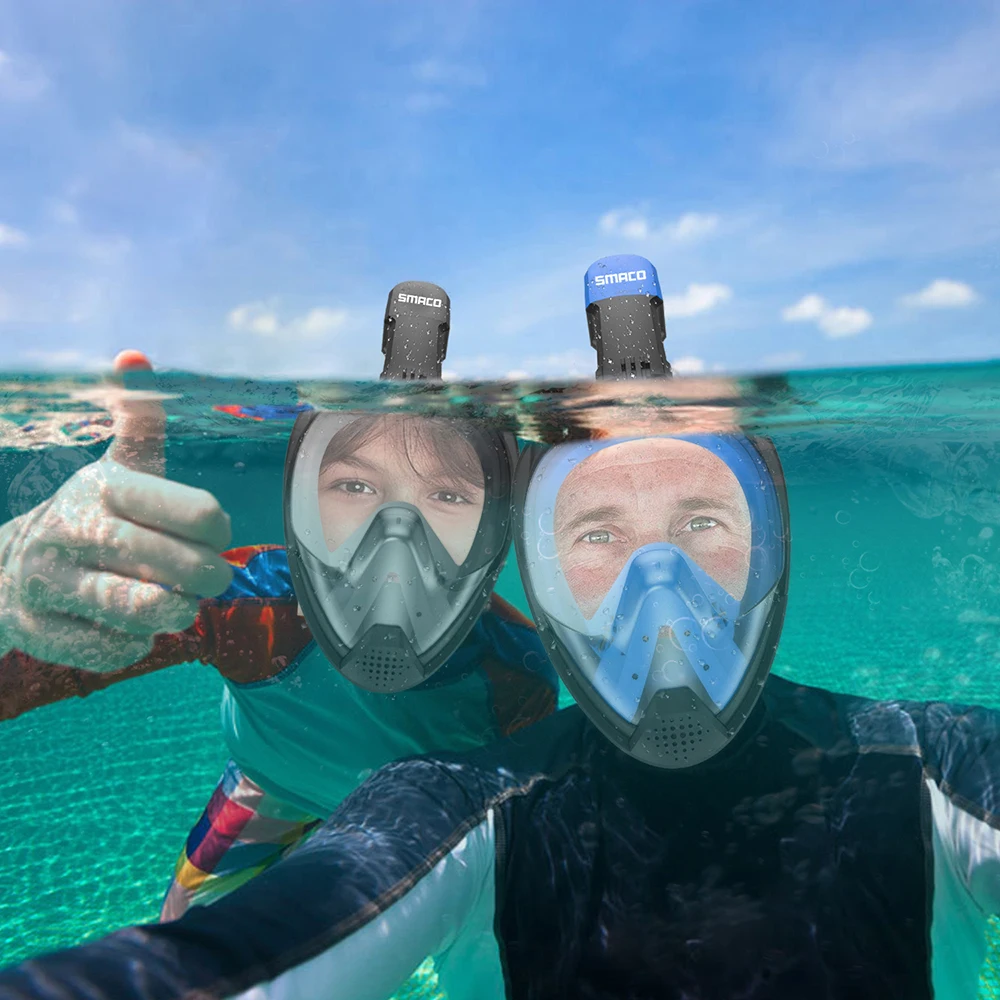 Маска для подводного плавания с полным лицом панорамный вид анти туман утечка