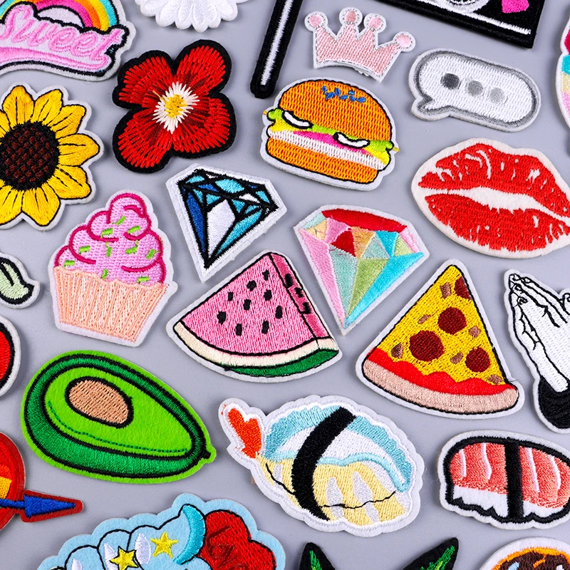 

Cartoon Patch Food Patches For Clothes Embroidery For Clothing Cake Patch Iron On Patches On Clothes Stripe Badge DIY Applique