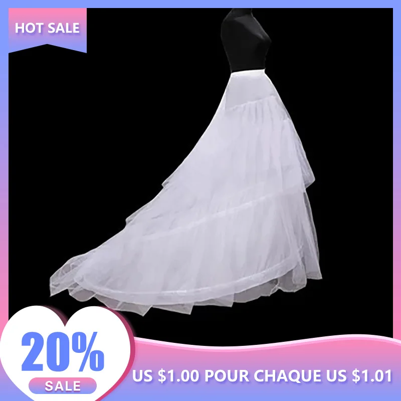 

MNGRL Two Steel Rings Wedding Dress Lining Bridal Tail Skirt Three-layer Yarn Wedding Accessories Bridal Skirt Long Petticoat