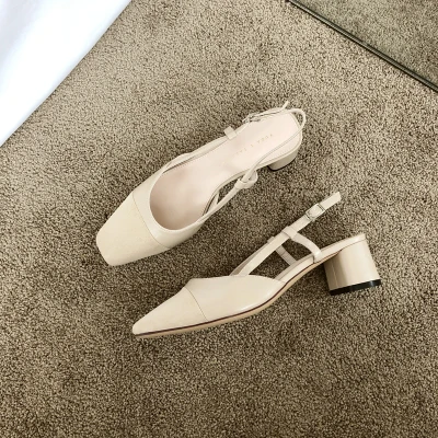 Бежевый EOEODOIT женская обувь с квадратным носком в стиле ретро; Летние босоножки из органической кожи на среднем не сужающемся книзу массивном каблуке; осенние туфли-лодочки; универсальная стильная обувь; коллекция года - Цвет: Бежевый