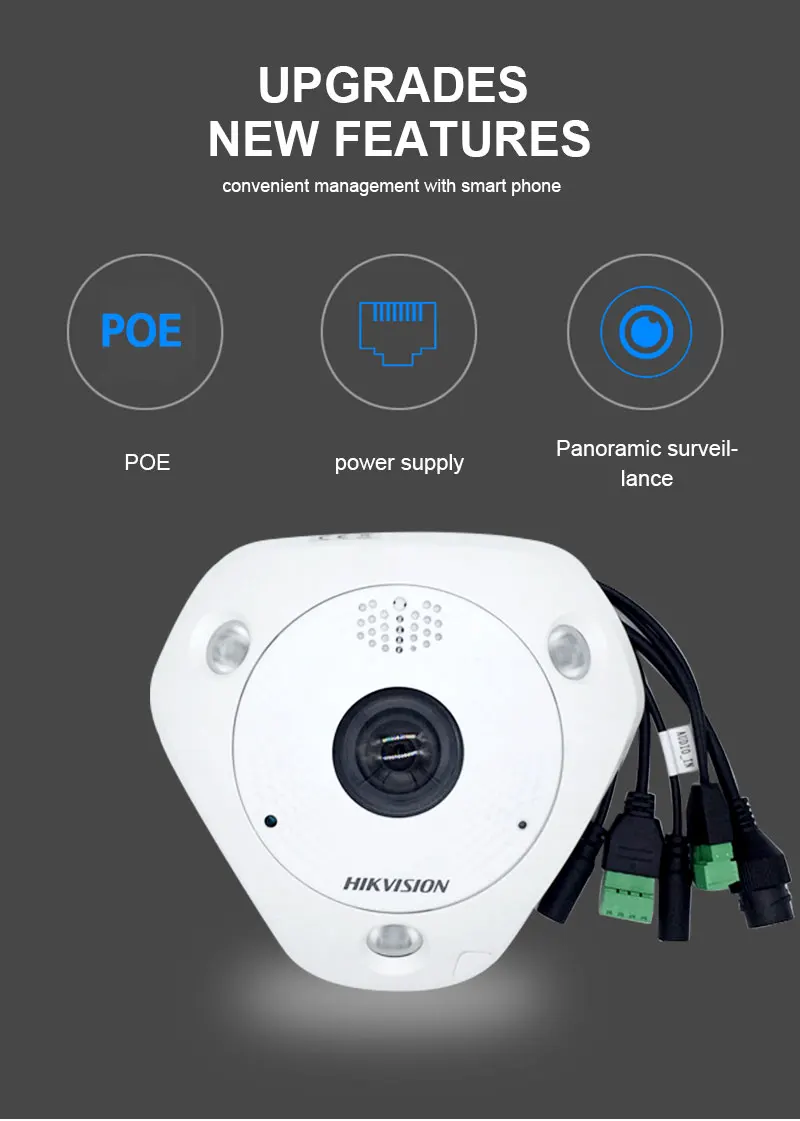 HIKVISION DS-2CD63C2F-IS, китайская версия, 12 Мп, рыбий глаз, ip-камера, поддерживает ONVIF, sd-карту, PoE IR, 360 градусов
