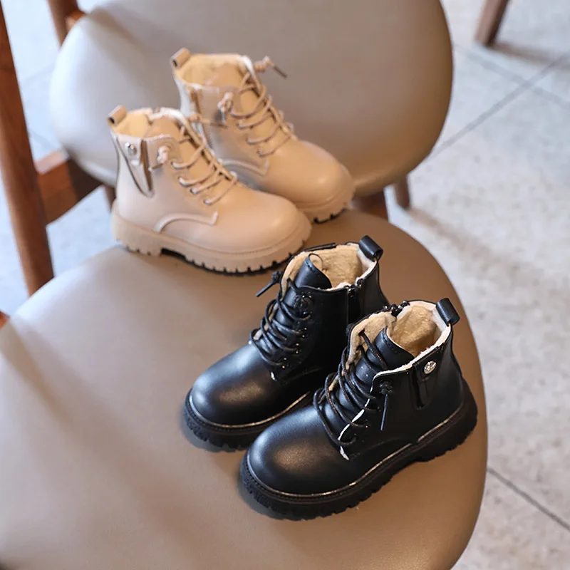 

Children's Chelsea Boots High quality Leather 2021 New Autumn Winter Fashion Girl's Ankle Boots Retro Martin Boots Boys E10163