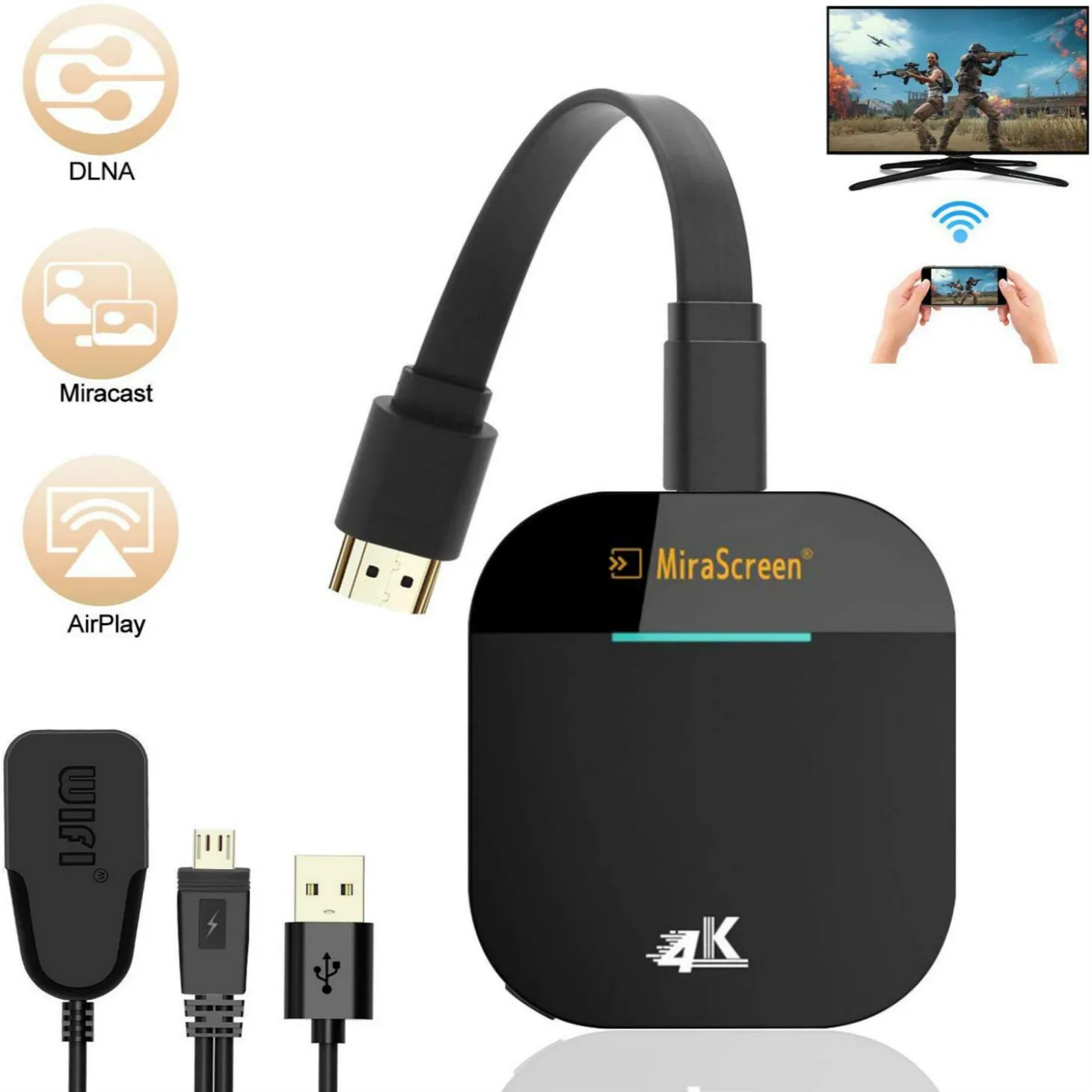 Экран Mira G5 2 4G 5G 4K беспроводной HDMI-совместимый адаптер TV stick Miracast Airplay приемник Wifi