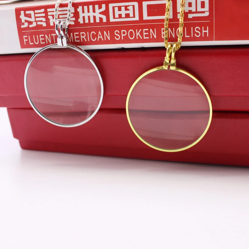 

Portable 5 Times Zinc Alloy Necklace Magnifier Magnifying Glass For Science Class Household Magnifying Glass For The Elderly