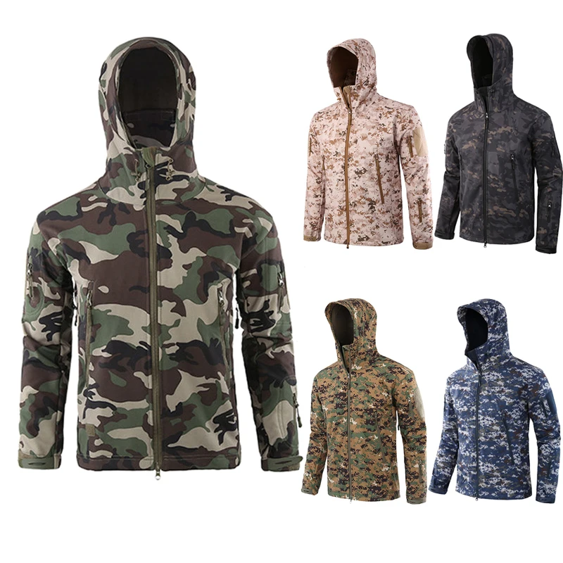 Мужские охотничьи куртки уличная камуфляжная Водонепроницаемая флисовая