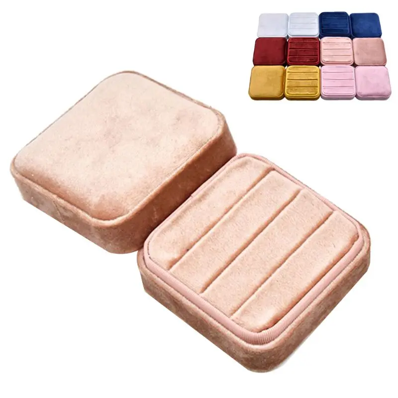 

2021 New Velvet Ring Box Square Jewelry Box Valentine's Day Ring Box With Detachable Lid