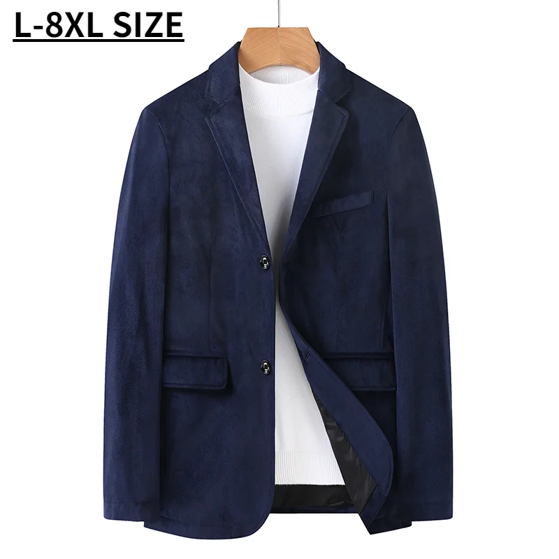 Spring Autumn New Men Blazer Oversized Loose Black Blue Brown Red Jacket Business Casual Suit Coat Male Plus Size 6xl 7XL 8XL