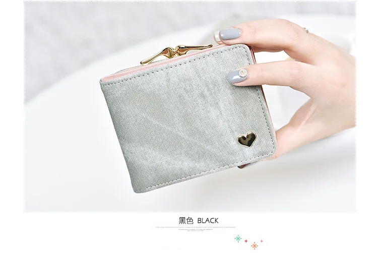 Women Small Clutch Wallet MultiFunction Change Purses Heart Decoration Big Capacity Wallets Cute Card Holder Money Bag