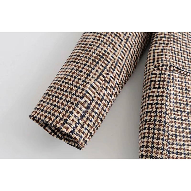 

2020 Fashion Autumn Women Plaid Blazers and Jackets Work Office Lady Suit Slim Double Breasted Business Female Blazer Coat