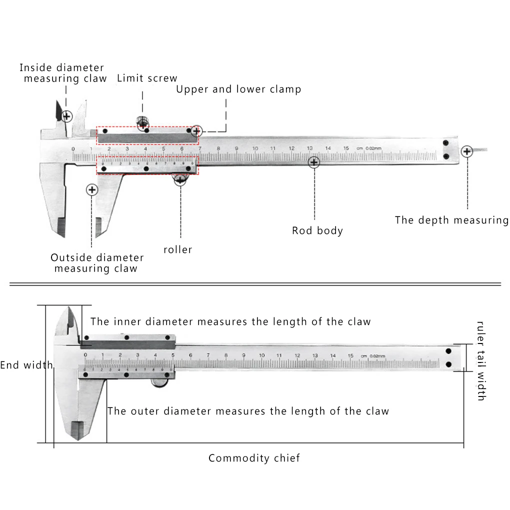 

0-200mm Carbon Steel Caliper Micrometer Vernier Caliper Measure Caliber Gauge Millimeter Inches Measuring Instrument Tool 150mm