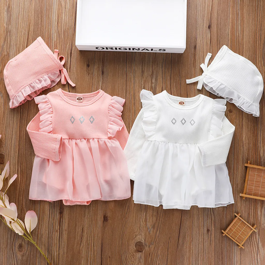 Комбинезон из фатина с длинными рукавами для новорожденных и маленьких девочек