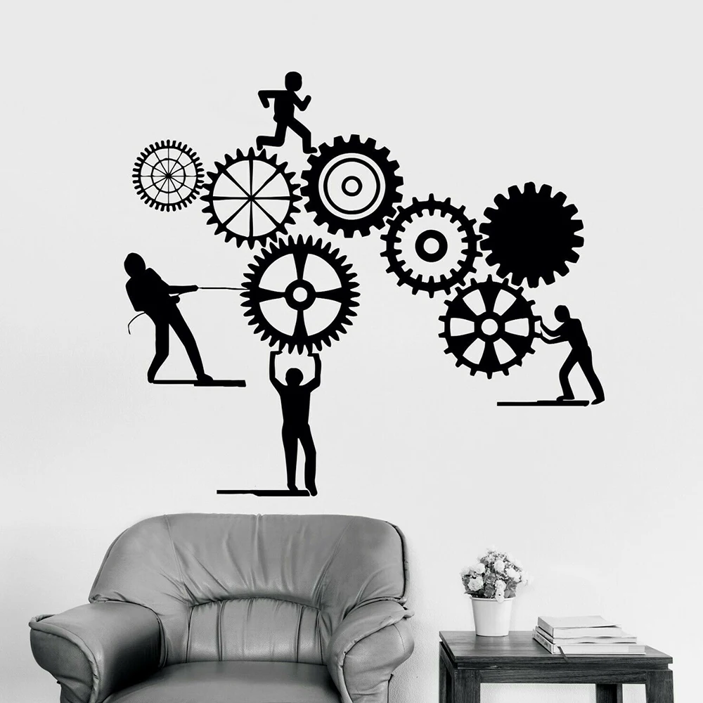 

Enterprise office Наклейка на стену механизм командной работы люди шестерни виниловая наклейка на стену для офиса обои декорации в интерьере B154