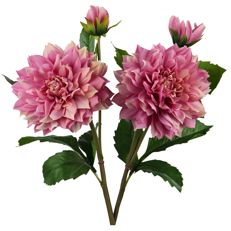 Pink 2PCS Rinlong искусственные георгины цветы оранжевый шелк луковицы георгина с бутоном для рукоделия цветочные композиции Свадебные букеты - Цвет: Pink 2PCS