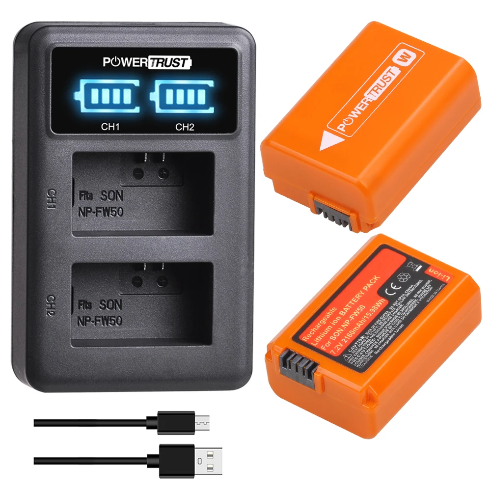 

PowerTrust 2160mAh NP-FW50 Battery and Charger for Sony Alpha 7 7R 7R II 7S a7R a7S a7R II a5000 a5100 a6000 a6100 a6300 a6400