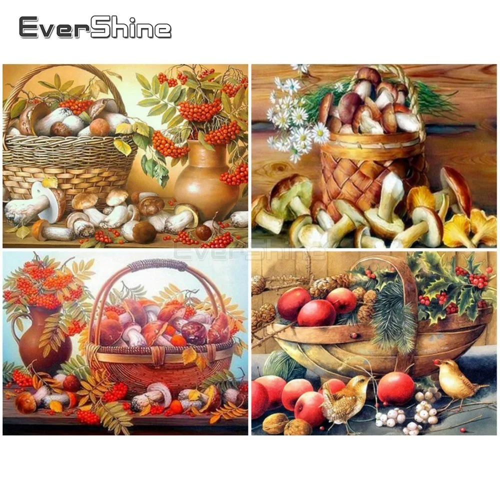 EverShine 5D Сделай Сам Алмазная вышивка фотообои с квадратными стразами грибы