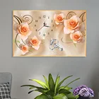 Картина из квадратныхкруглых страз 5D, кольцо-часы с розами, мозаичная картина для стразы, алмазная вышивка, цветы, украшение для дома