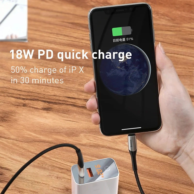 PD кабель Baseus 18 Вт USB C к Lightning-кабелю для iPhone 11 Pro зарядный типа передачи данных Macbook